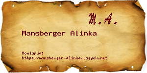 Mansberger Alinka névjegykártya